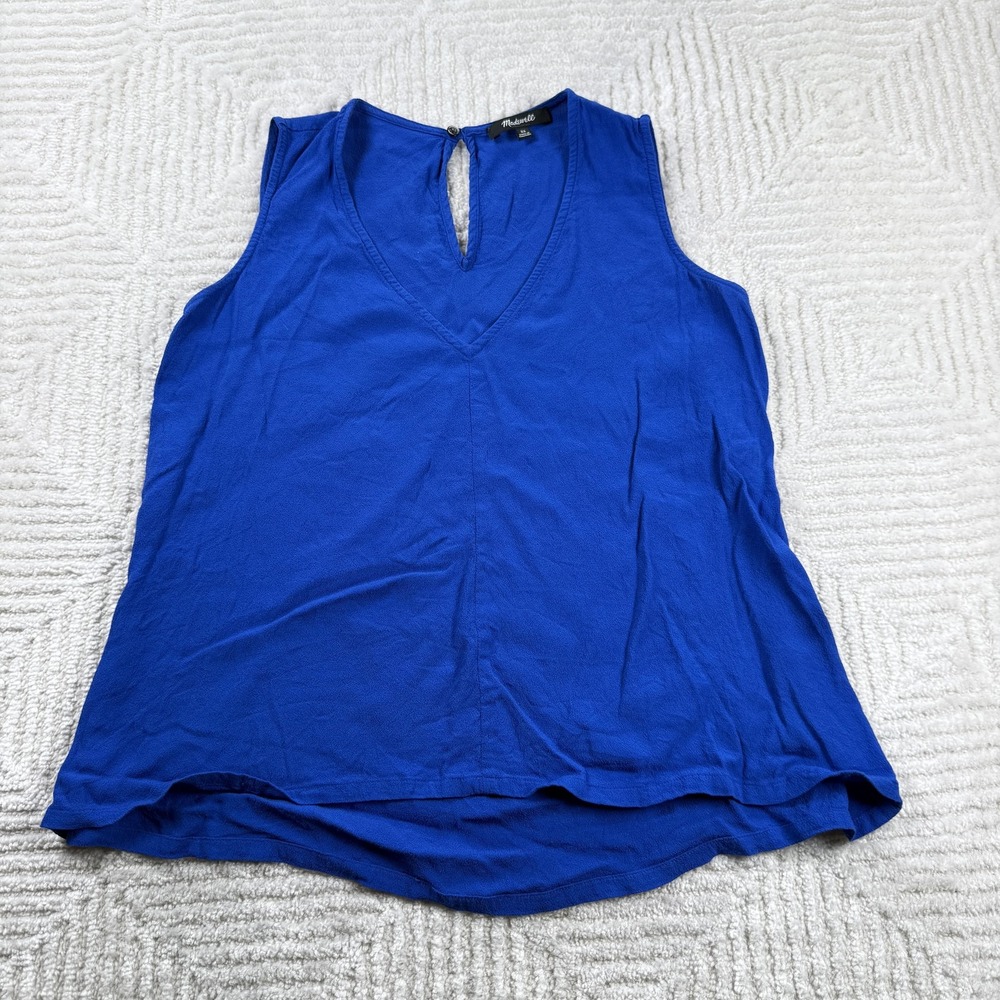 Madewell Blouse Womens XS Blue Daybloom Popover Sleeveless V Layer Capsule Basic